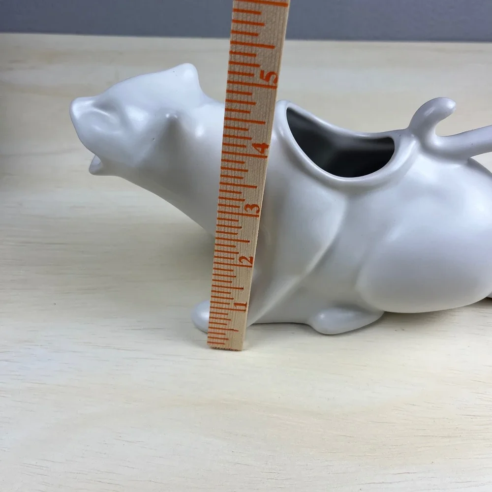 Puking Kitty Gravy Boat White Ceramic Novelty Cat Sauce Pitcher Humor Gift
